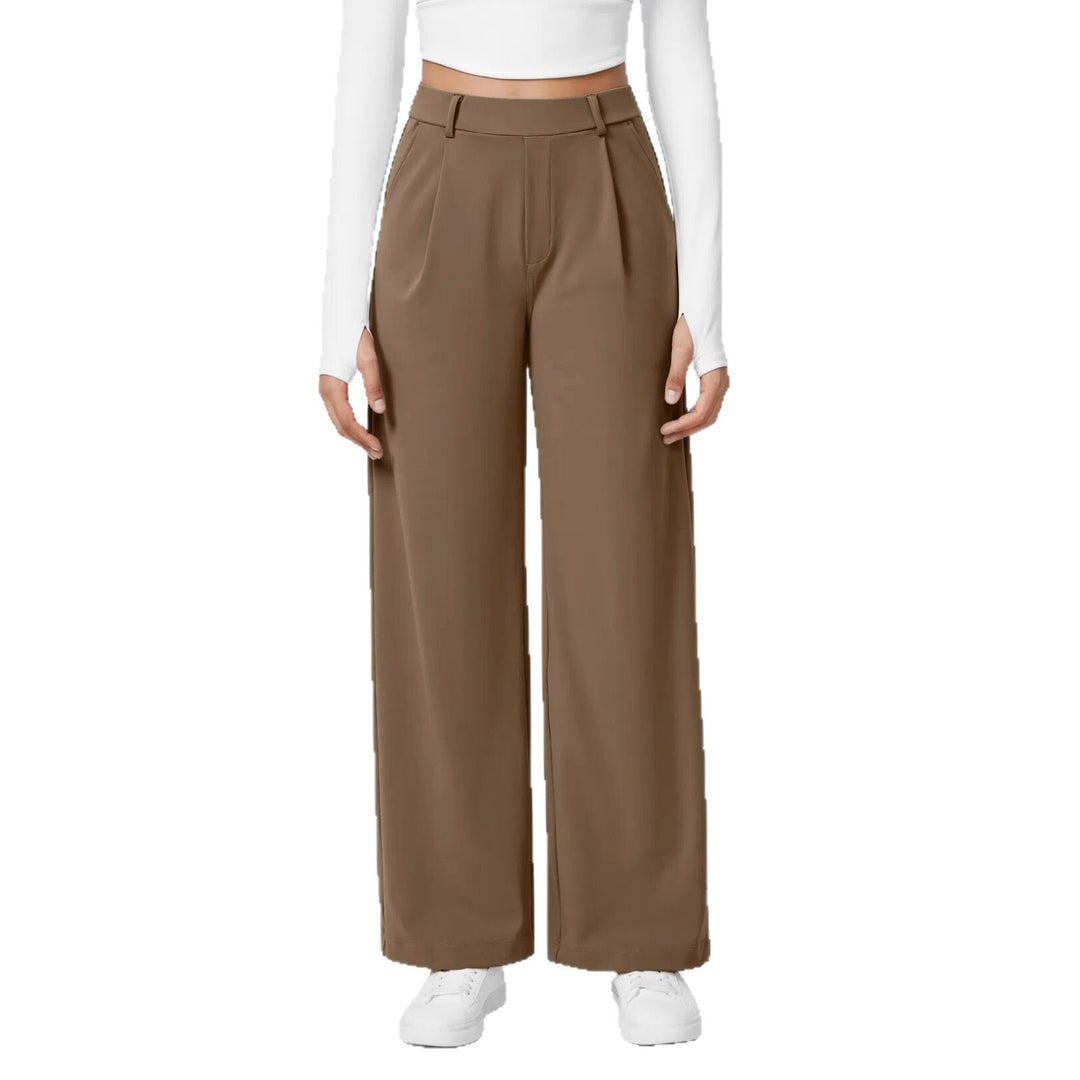 Damen nan hochgeschnittene Bundfaltenhose mit weitem Bein, Gürtelschlaufen und seitlichen Eingrifftaschen Echo Archiv