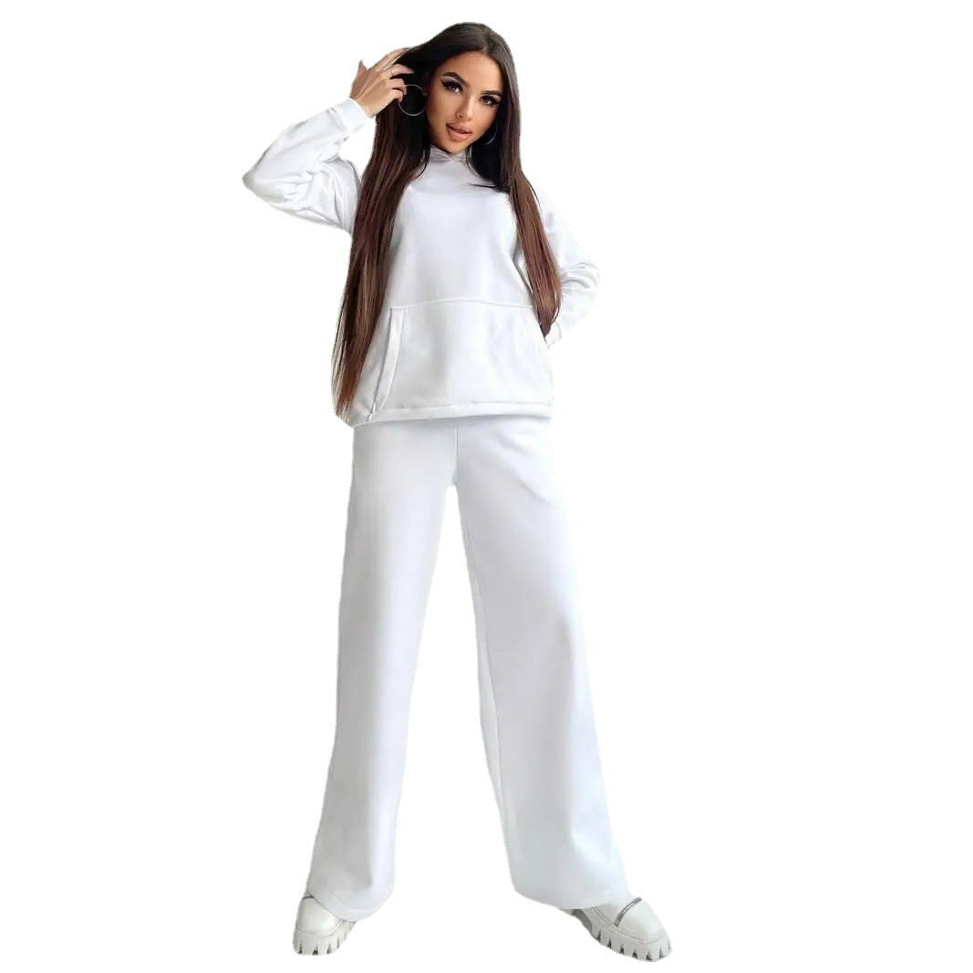 Damen nan Cozy-Komplettset mit extraweichem Oversize-Hoodie, Kängurutasche und High-Waist Palazzo-Sweathose Echo Archiv