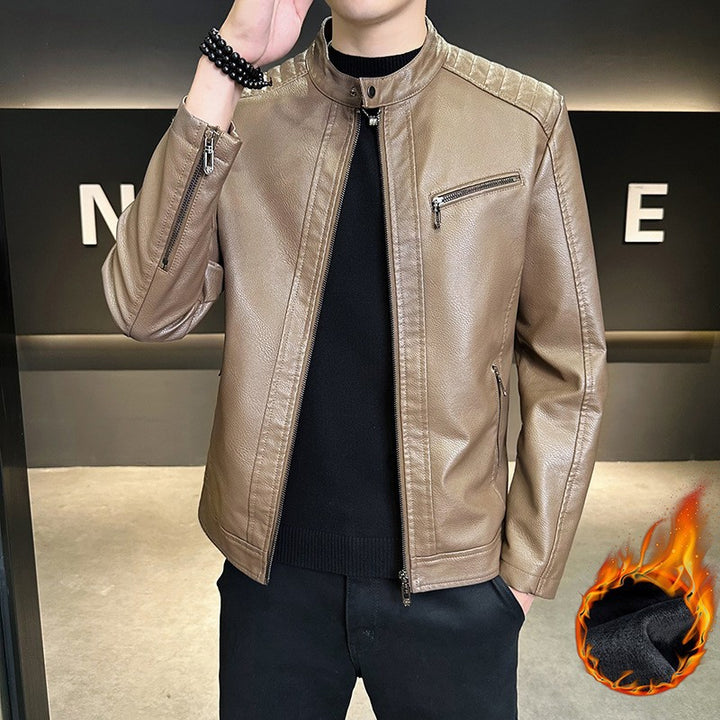 Herren Modische Kunstlederjacke mit praktischem Stehkragen Echo Archiv