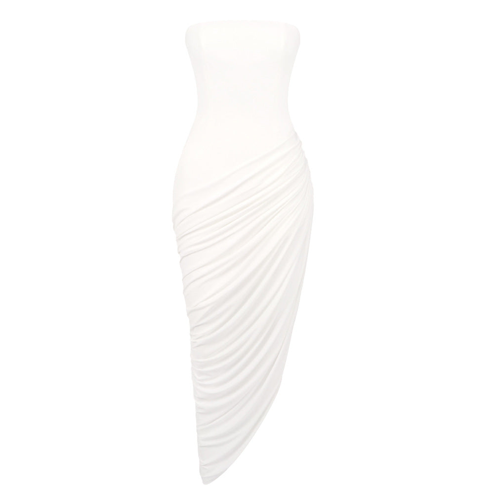 Frauen elegantes bodenlanges Kleid mit raffiniertem Drapierungseffekt Echo Archiv