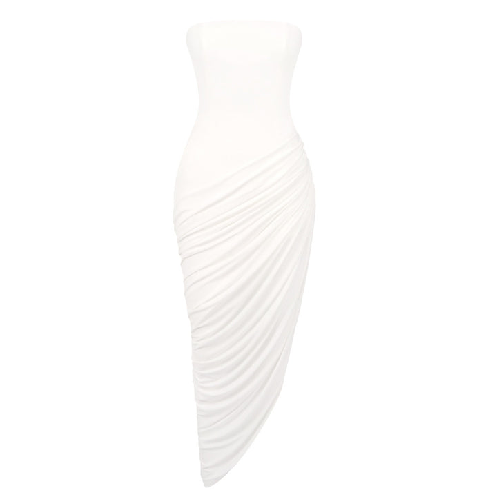 Frauen elegantes bodenlanges Kleid mit raffiniertem Drapierungseffekt Echo Archiv