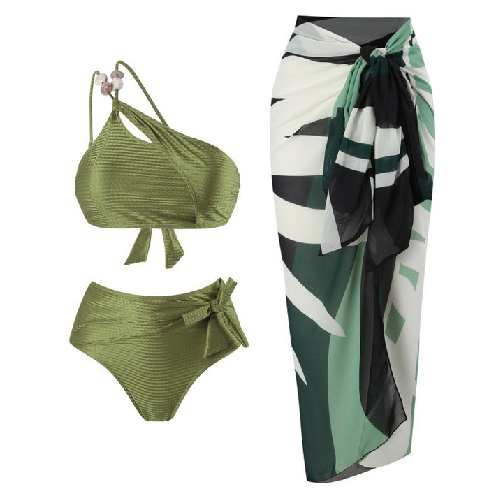 Damen Hochgeschnittener Bikini mit asymmetrischem Schnitt und raffiniertem Wickel-Design Echo Archiv