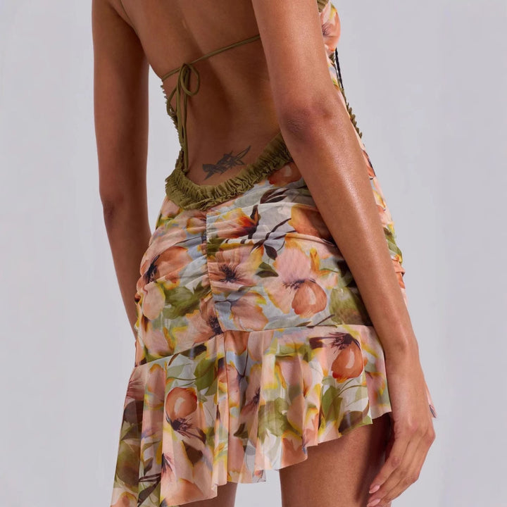 Damen Sommerliches Minikleid mit Raffungen und asymmetrischem Saum Echo Archiv