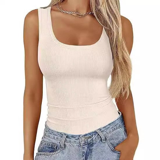 Damen figurbetontes Ripptop mit breiten Trägern und angenehmem Abschluss Echo Archiv