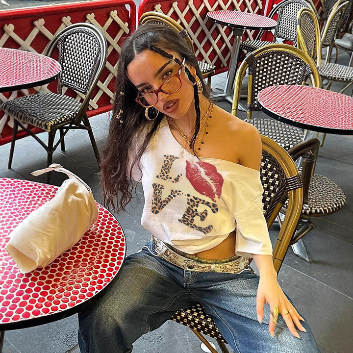 Damen Modisches T-Shirt mit kreativem Grafikdruck Echo Archiv