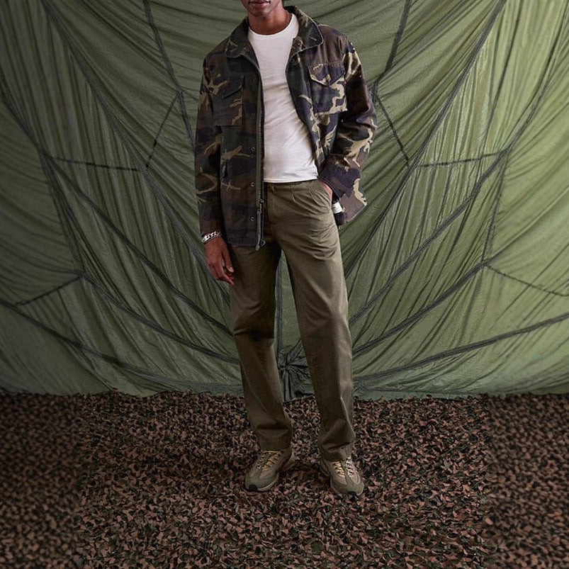 Herren lässige Utility-Jacke mit praktischen Taschen und hohem Kragen Echoarchiv