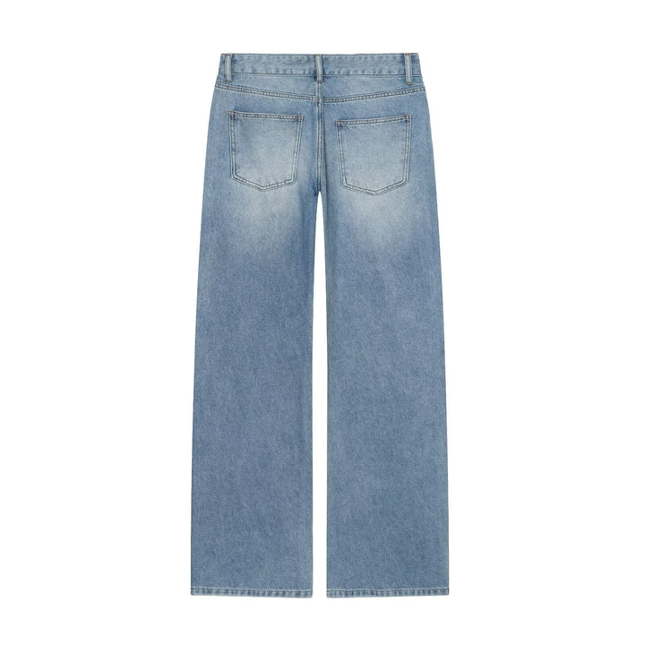 Damen Weite Highwaist-Jeans mit geradem Bein und Herz-Strassbesatz Echo Archiv