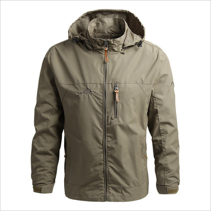 Herren Atmungsaktive Softshell Outdoorjacke mit verstellbarer Kapuze und Reißverschlusstaschen – Taviero