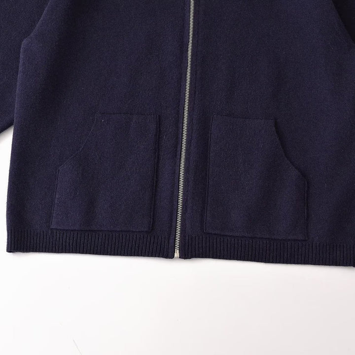 Damen Grobgestrickte Oversize-Zipjacke mit Stehkragen und aufgesetzten Taschen Echoarchiv