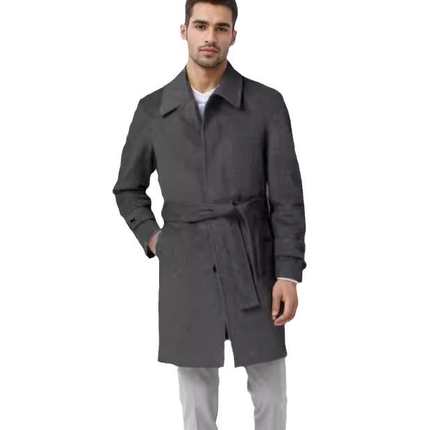 Herren eleganter und taillierter Trenchcoat aus hochwertiger Wolle Echoarchiv