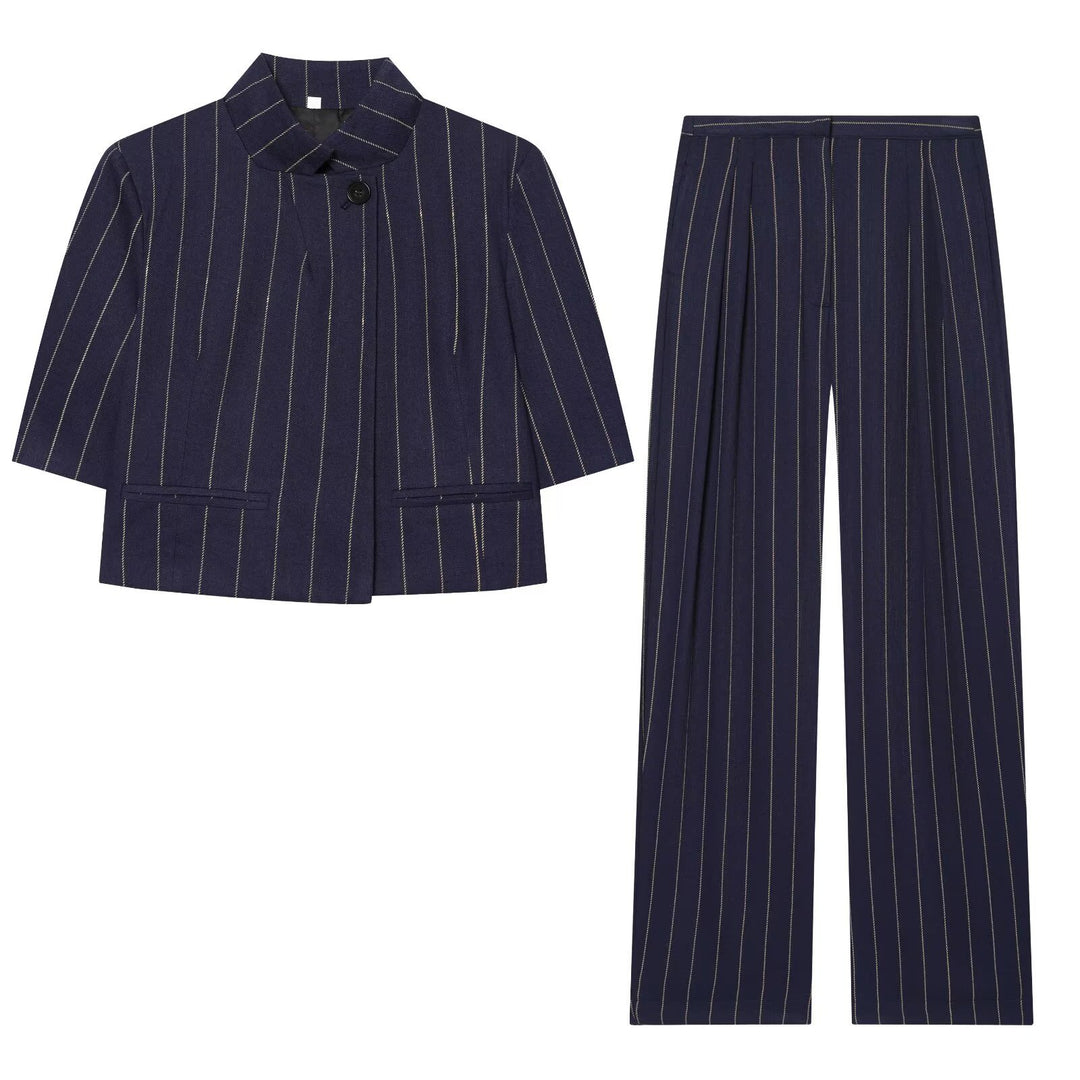 Damen weite Hochbundhose mit eleganter Streifenoptik und komfortablem Fall Echo Archiv