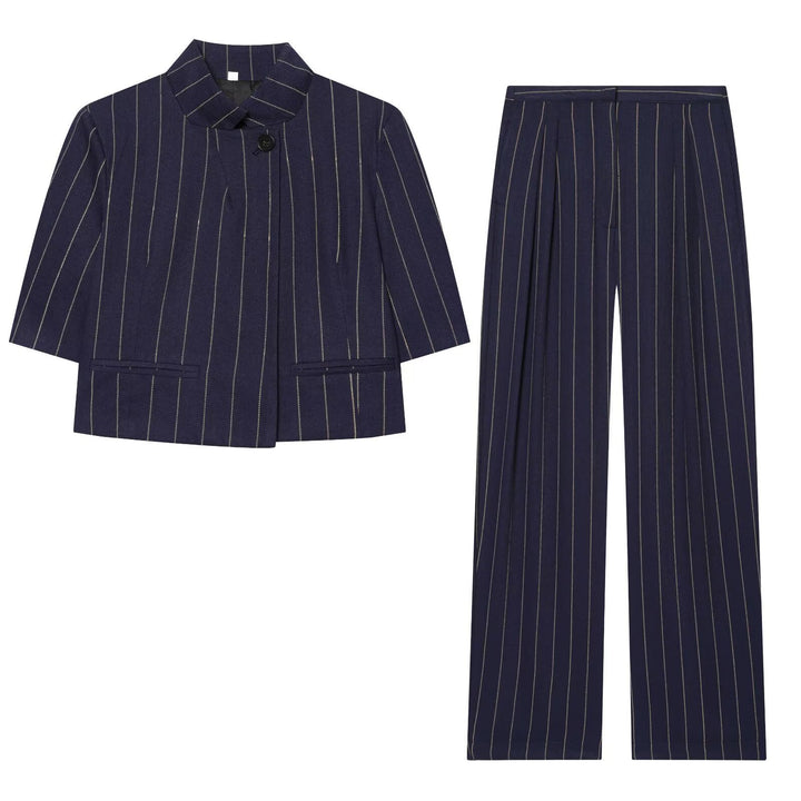 Damen weite Hochbundhose mit eleganter Streifenoptik und komfortablem Fall Echo Archiv