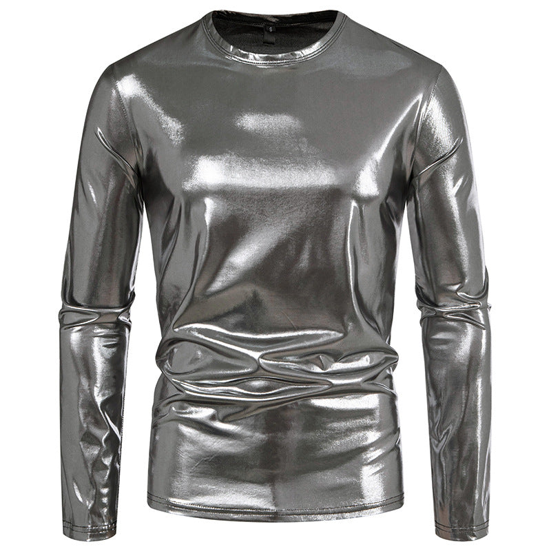 Herren Langarmshirt aus glattem, reflektierendem Material Echoarchiv