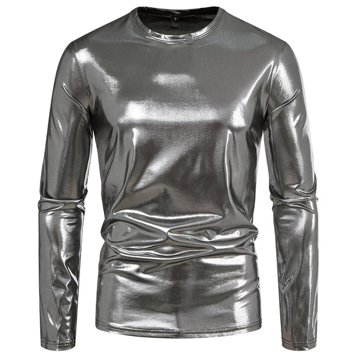 Herren Langarmshirt aus glattem, reflektierendem Material Echoarchiv
