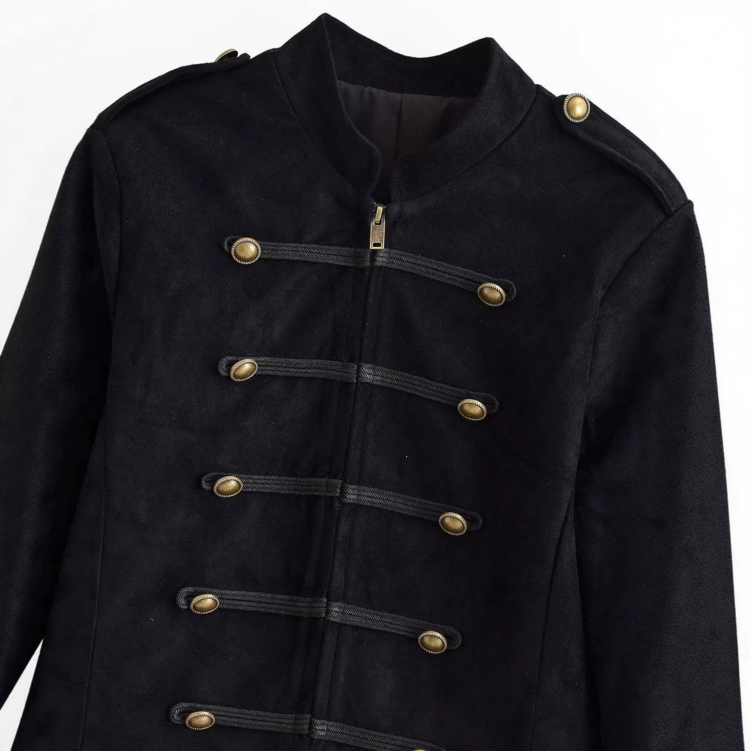Damen Militärjacke kurz geschnitten mit Zierknöpfen und Stehkragen Echo Archiv