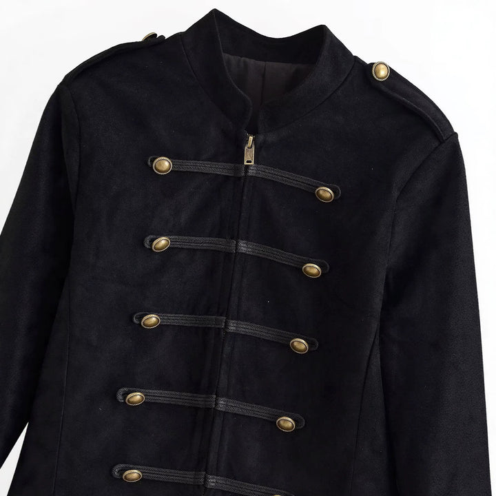 Damen Militärjacke kurz geschnitten mit Zierknöpfen und Stehkragen Echo Archiv