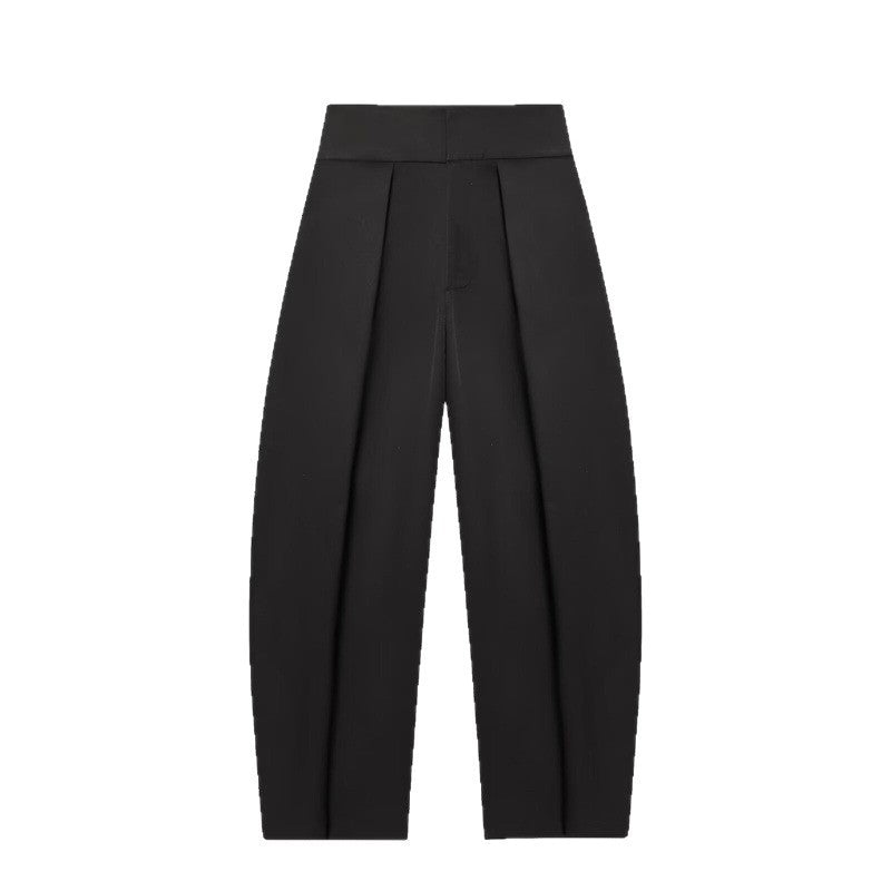 Damen Weite Plissée-Jerseyhose mit hoher Taille und Bügelfalte Echo Archiv