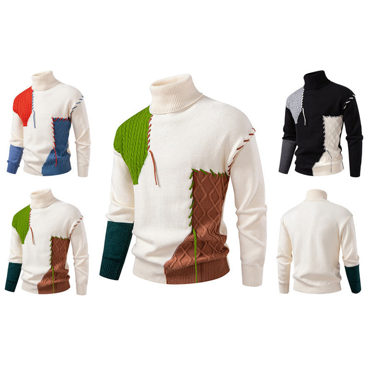 Herren Rollkragenpullover mit einzigartigem Strickdesign Echoarchiv
