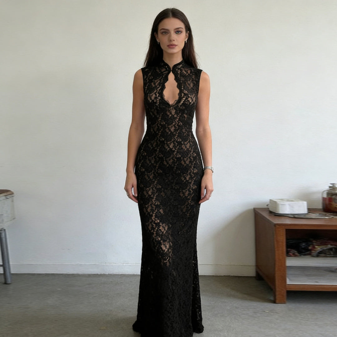 Damen Abendkleid mit Spitzenapplikation Echo Archiv