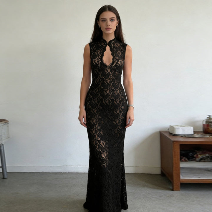 Damen Abendkleid mit Spitzenapplikation Echo Archiv