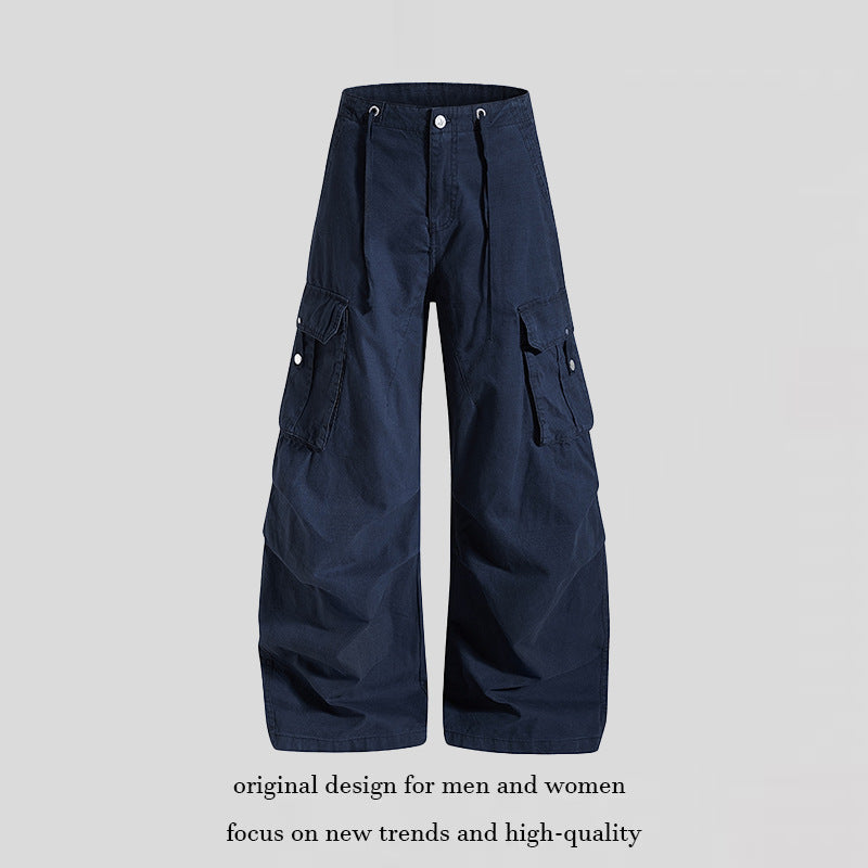 Damen weite High-Waist Cargo-Hose mit Tunnelzugbund und großen Klapptaschen Echoarchiv