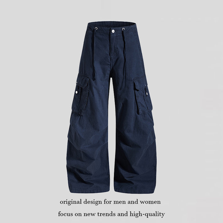 Damen weite High-Waist Cargo-Hose mit Tunnelzugbund und großen Klapptaschen Echoarchiv