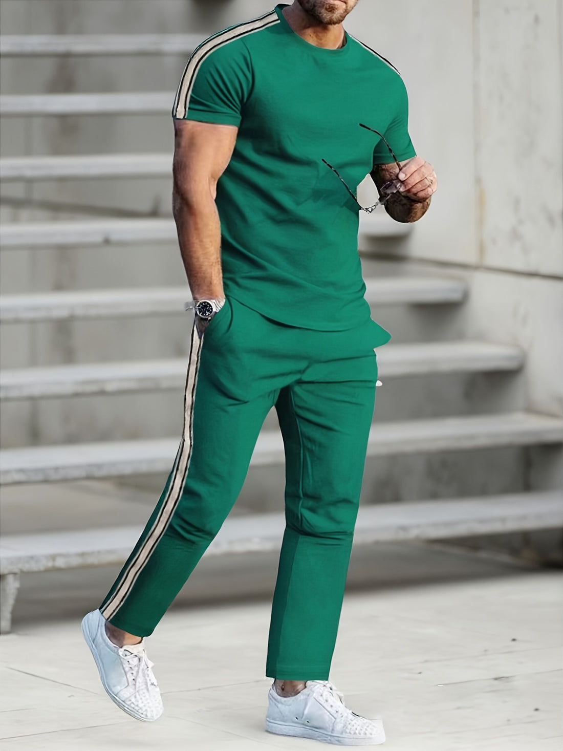 Herren Sportliches Trikot und Jogginghose-Set mit seitlichen Details – Marzano