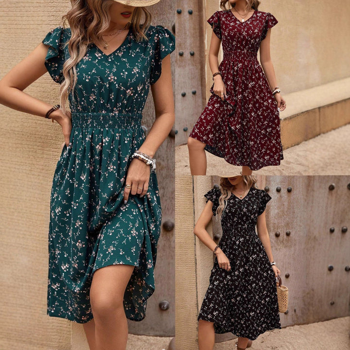 Damen Midikleid mit floralem Muster und Raffungen Echo Archiv