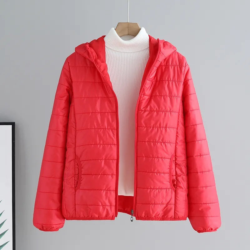 Damen gesteppte Übergangsjacke mit praktischen Taschen und Kapuze Echoarchiv