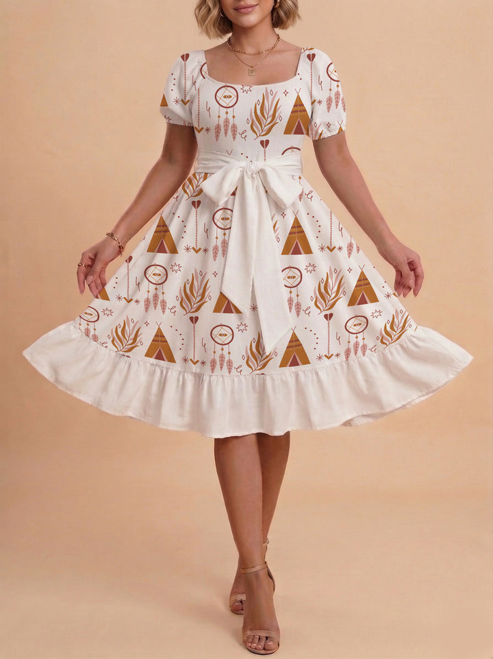 Damen Kleid mit tailliertem Schnitt und verspieltem Blumenmuster Echo Archiv