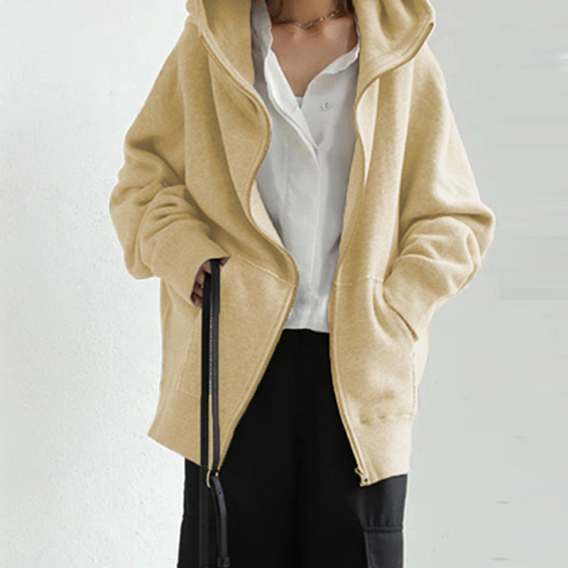 Damen nan übergroße Kapuzenjacke mit Reißverschluss und Kängurutasche aus flauschigem Fleece Echo Archiv