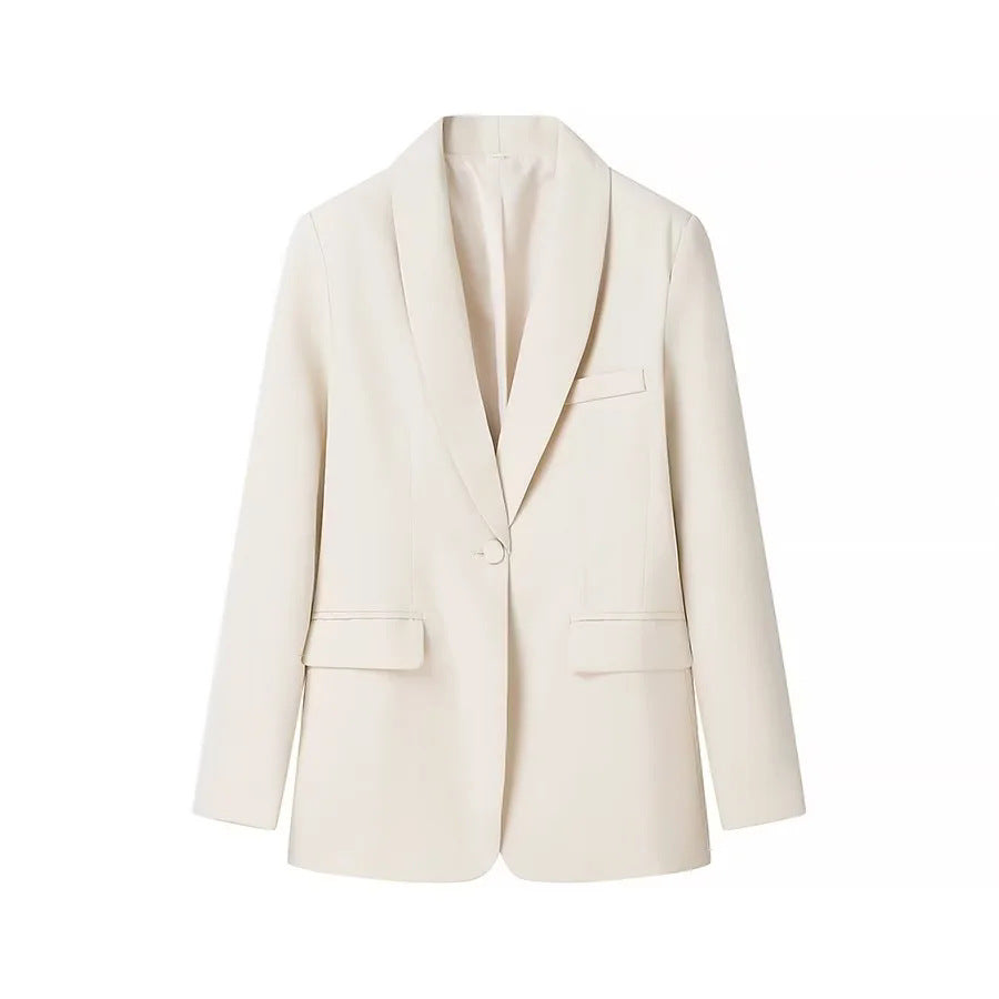 Damen taillierter Longblazer mit Schalkragen, verdecktem Knopfverschluss und Pattentaschen – Valéne