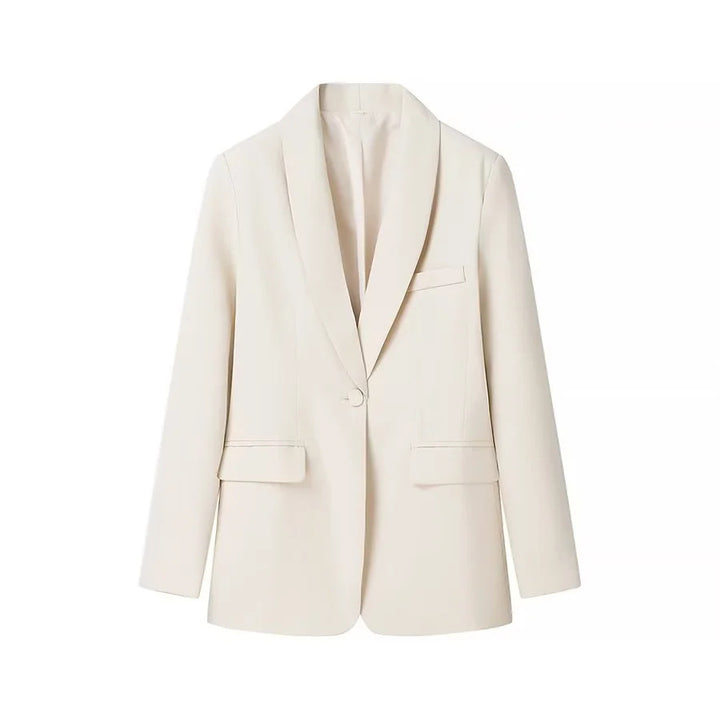 Damen taillierter Longblazer mit Schalkragen, verdecktem Knopfverschluss und Pattentaschen – Valéne