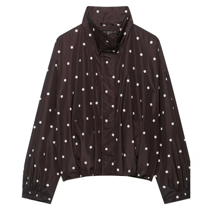 Damen Cropped Blousonjacke aus Webstoff mit Stehkragen, elastischem Saum und feinem Karo‑Design Echo Archiv