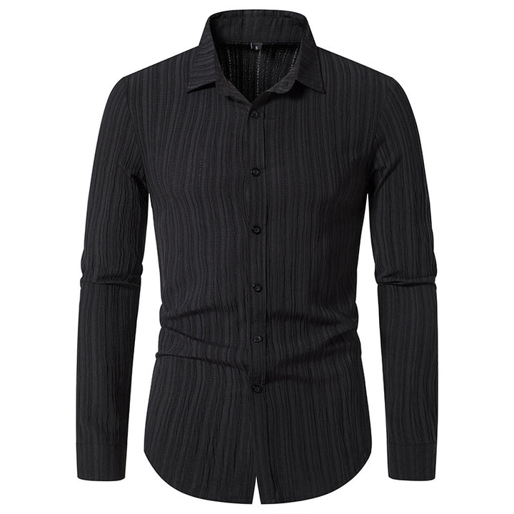 Herren Texturiertes Slim-Fit-Hemd mit krauser Struktur und Kentkragen Echo Archiv