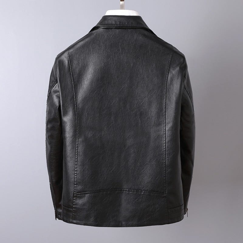 Herren Lederoptik-Bikerjacke mit asymmetrischem Reißverschluss und Ziptaschen – Valtoré