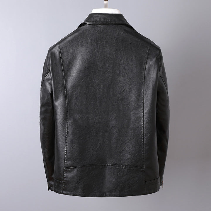Herren Lederoptik-Bikerjacke mit asymmetrischem Reißverschluss und Ziptaschen – Valtoré