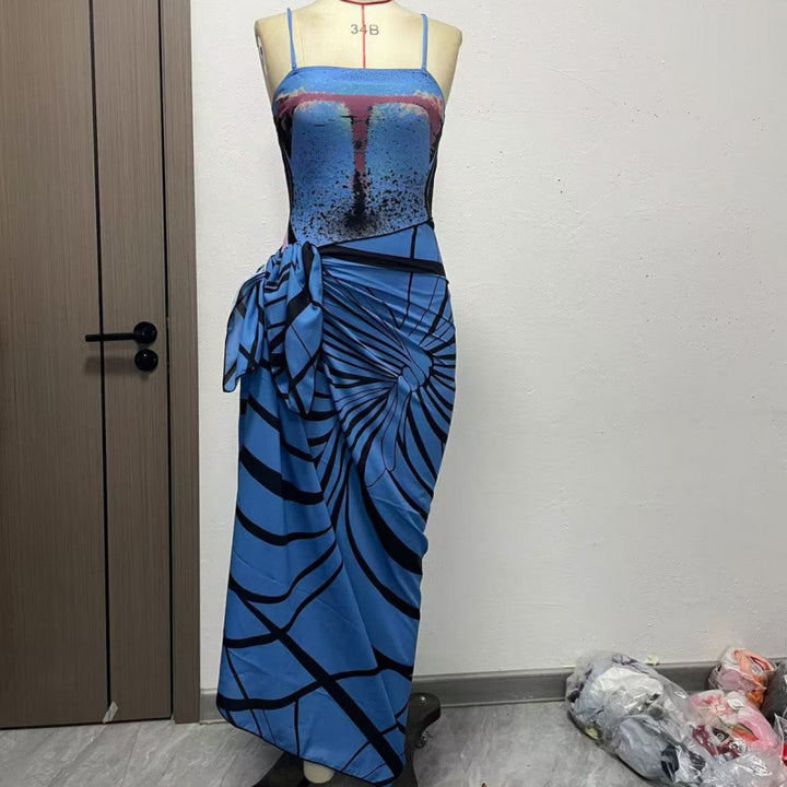 Damen Einteiler Badeanzug mit modischem Wickelrock Echo Archiv