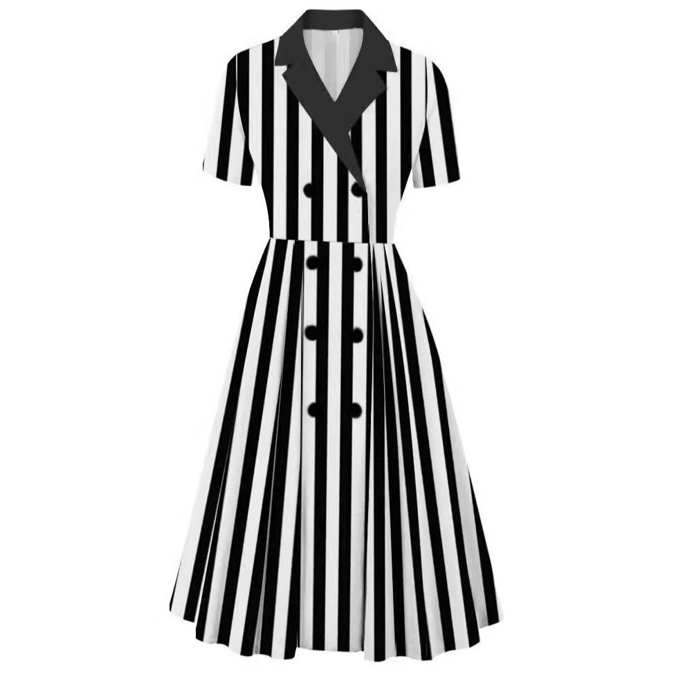 Damen elegantes Midikleid mit doppelter Knopfleiste und schwingendem Rock Echo Archiv