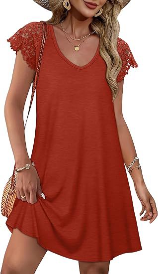 Damen Sommerkleid mit eleganten Spitzenärmeln und floralem Muster Echo Archiv