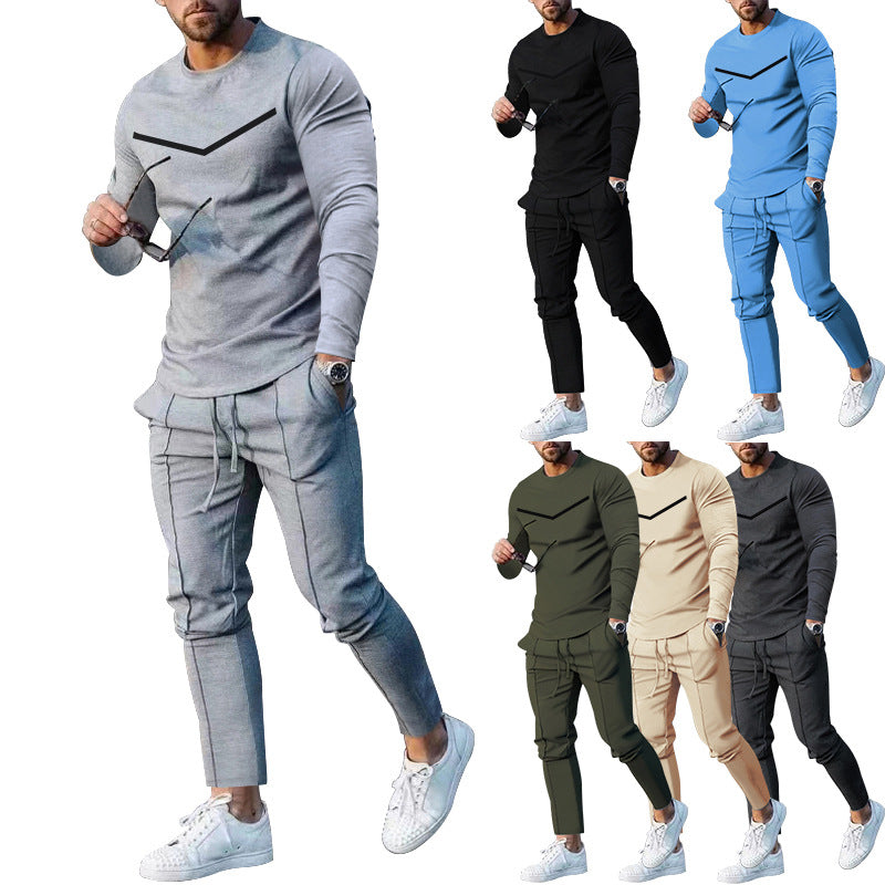 Herren Sportliches Freizeit-Set mit atmungsaktivem Langarmshirt und bequemen Jogginghosen Echoarchiv