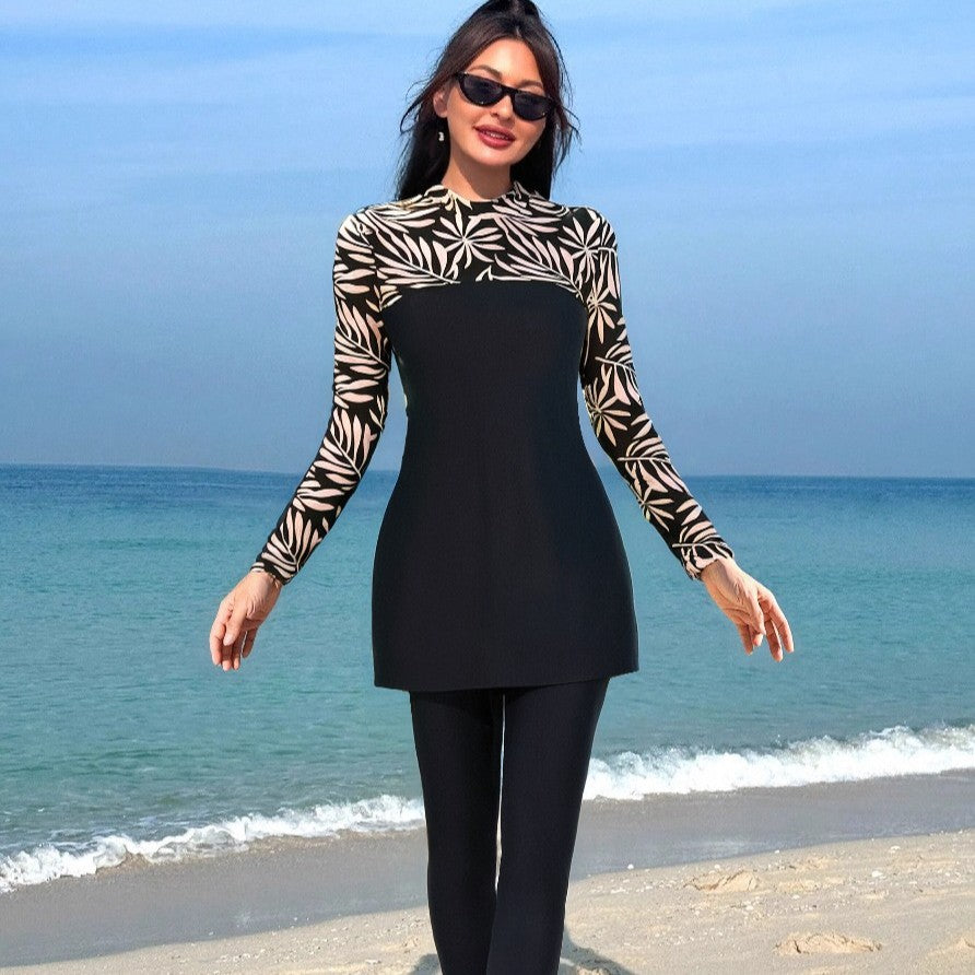 Damen Eleganter Langarm-Surfsuit mit modischen Akzenten Echo Archiv