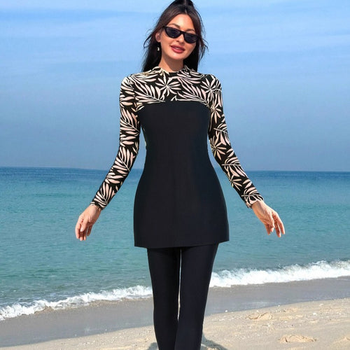 Damen Eleganter Langarm-Surfsuit mit modischen Akzenten Echo Archiv