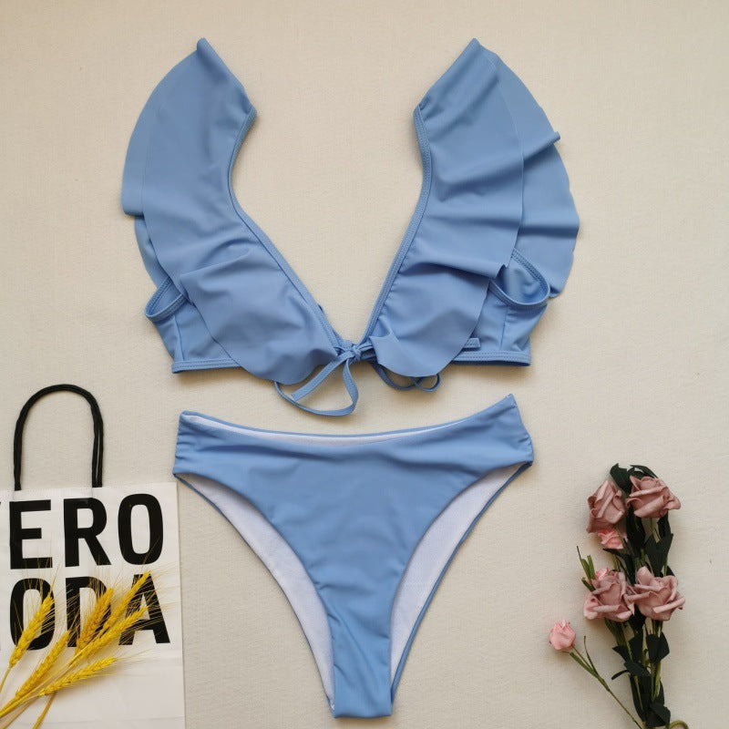Damen Bikiniset mit Rüschen und Pflanzenmuster Echo Archiv