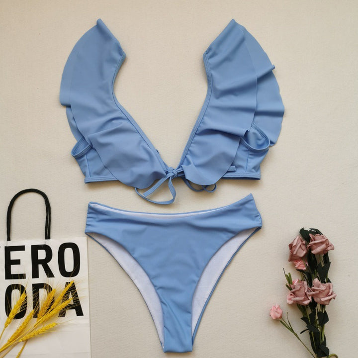 Damen Bikiniset mit Rüschen und Pflanzenmuster Echo Archiv