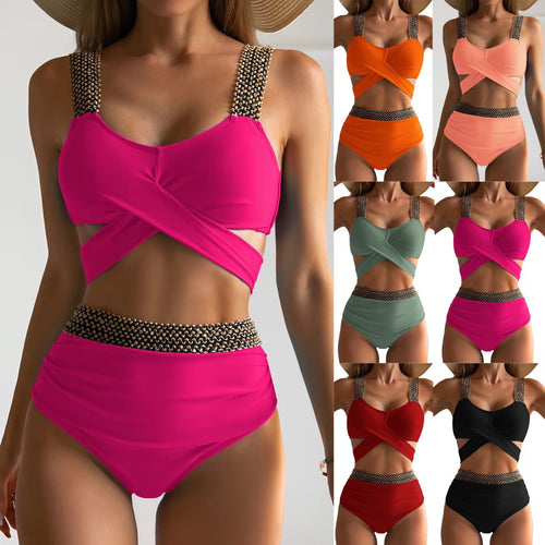 Damen Hochtailliertes Bikini-Set mit stilvollem Wickel-Oberteil Echo Archiv