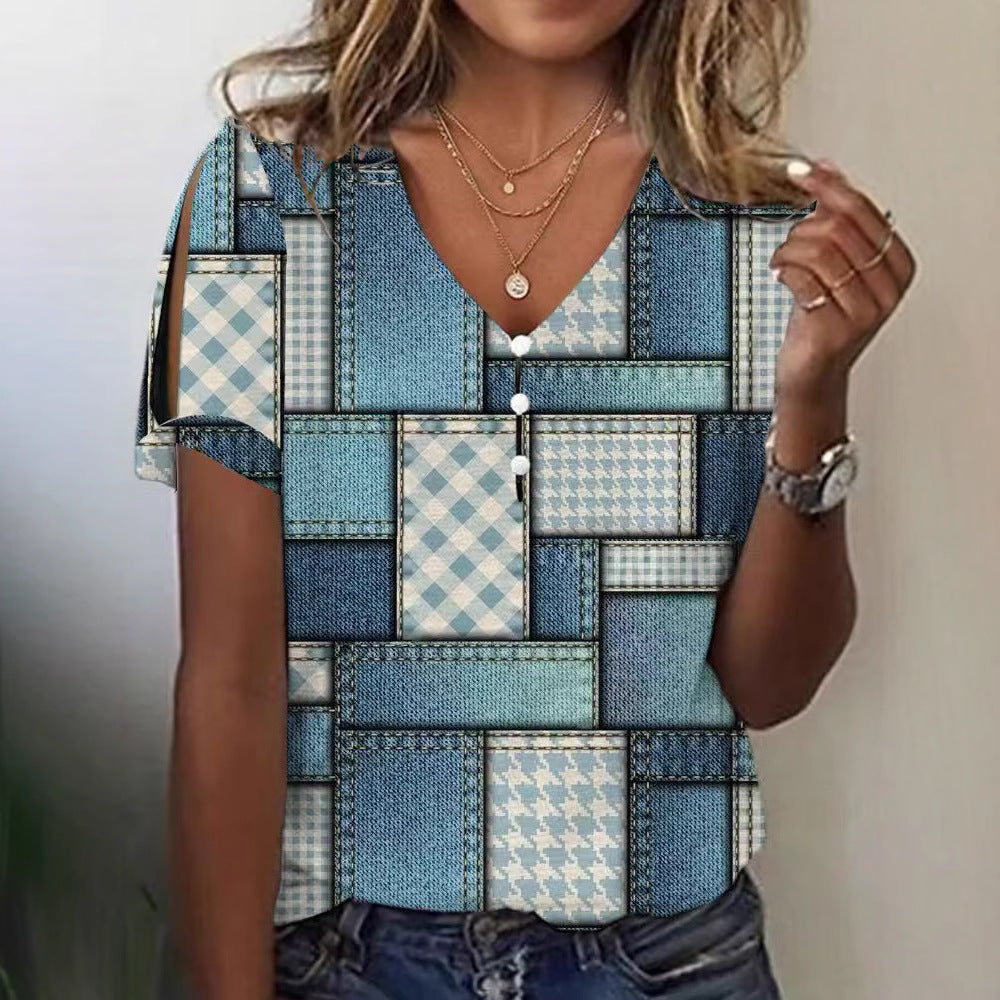 Damen Glitzernde V-Pullover Bluse Echo Archiv