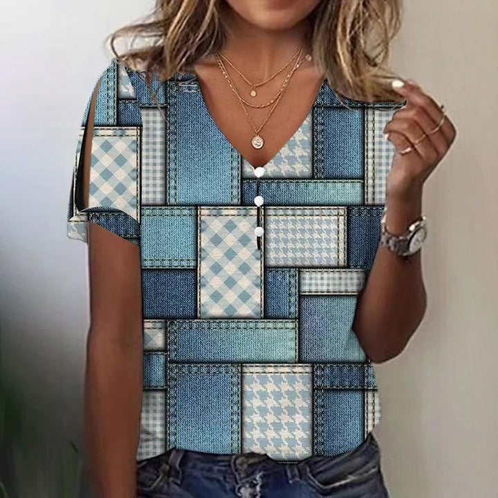 Damen Glitzernde V-Pullover Bluse Echo Archiv