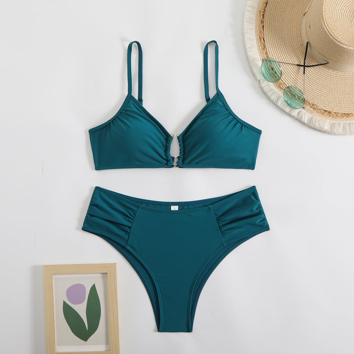 Damen modischer Triangel-Bikini mit seitlichen Raffungen Echo Archiv