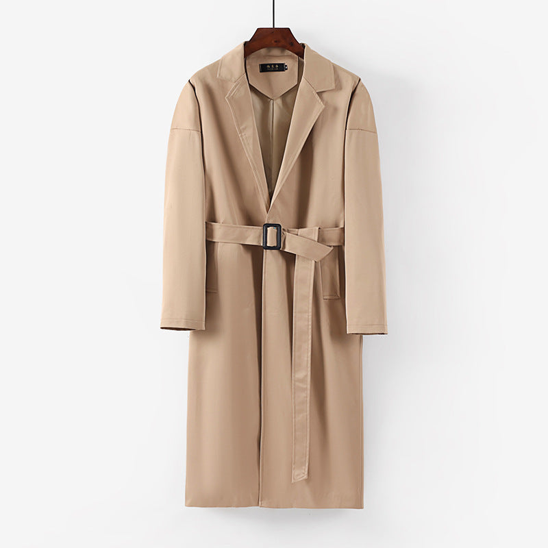 Damen Longline Trenchcoat mit Taillengürtel und fallendem Revers Echoarchiv